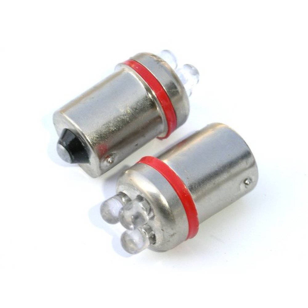 Žárovka 3 LED 12V Ba15s červená autožárovka