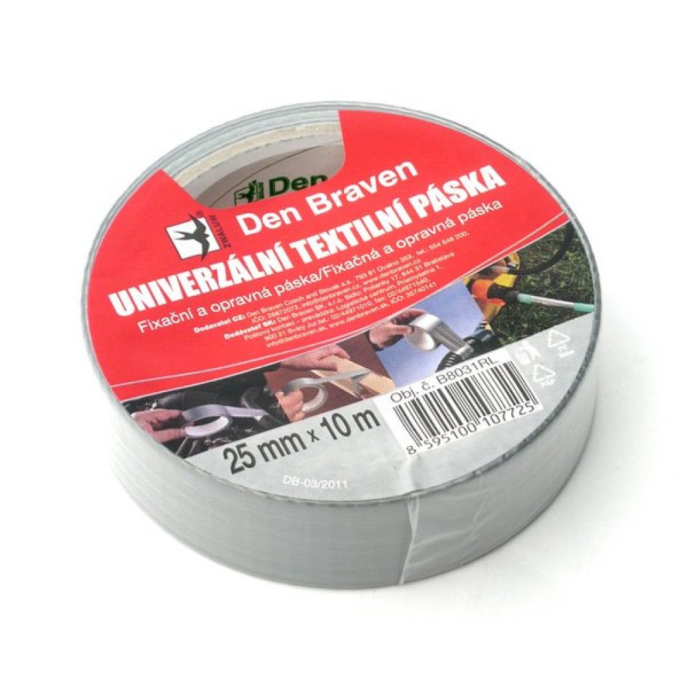 Textilní páska univerzální šedá š.25mm d.10m