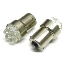 Žárovka 8 LED G18 BA15S 12V 5W červená LED autožárovka