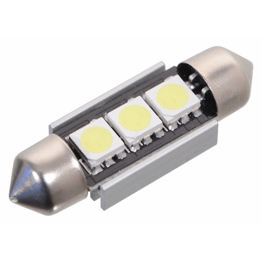 Žárovka LED 12V SV 10x36mm čirá s eliminací chybových hlášení CANBUS 3xLED