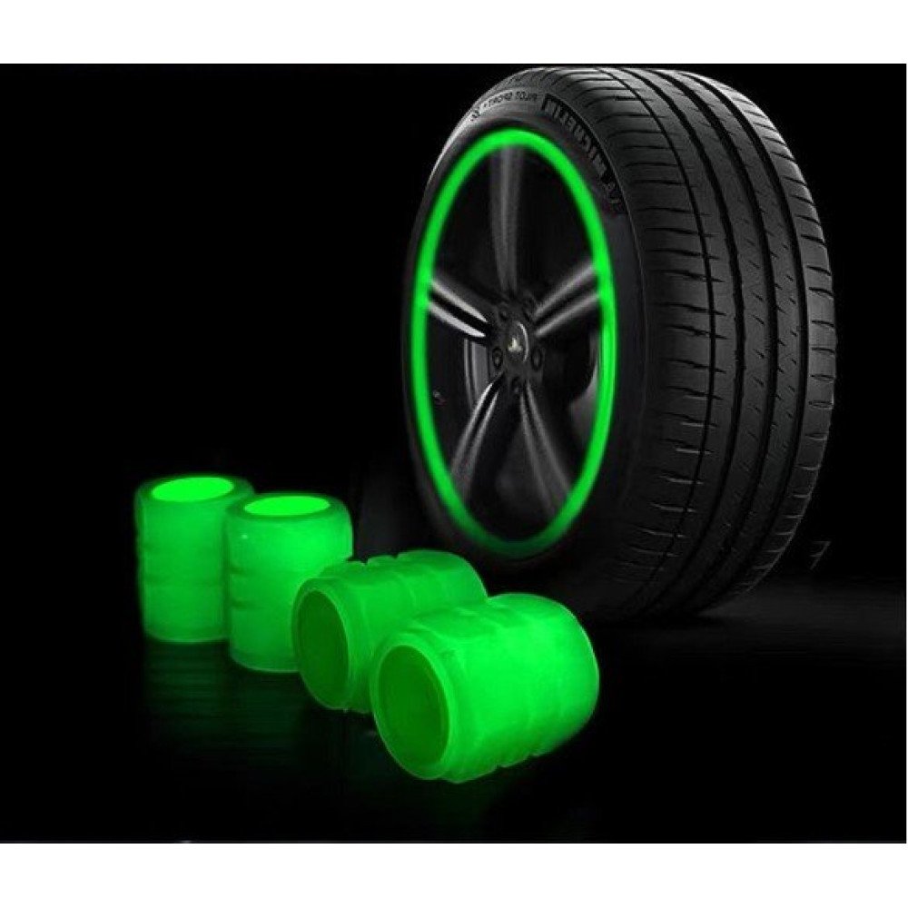 Svítící čepičky ventilků zelené