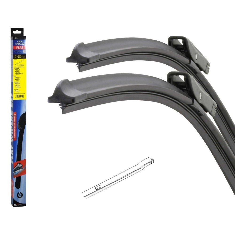 Sada stěračů FLAT (BOLT) 660+480mm Citroën Nemo od 02/2008-