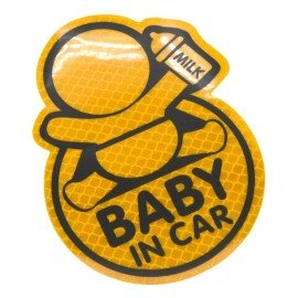 Reflexní samolepka dítě v aute / baby in car žlutá