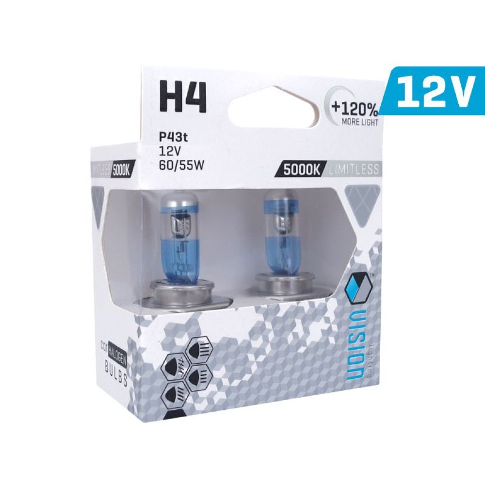 Žárovka H4 bílá 12V 60/55 W P43T U E4 +120 %