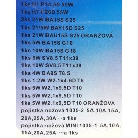 Žárovky 12V servisní box MEGA H1+H7+pojistky