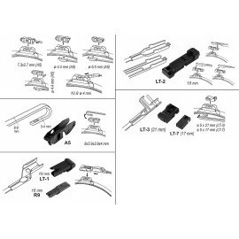 Stěrač FLAT MULTI 450mm s adaptéry 
