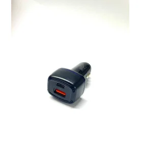 Adaptér do auta 1x USB,  1x PD - USB-C  černý