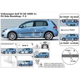 Boční lišty dveří Volkswagen Golf VI od 2008 - 2011