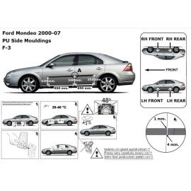 Boční lišty dveří Ford Mondeo od 2000 - 2007
