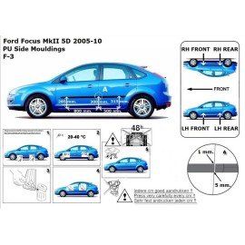 Boční lišty dveří Ford Focus 5D od 2005 - 2010 hatchback / combi