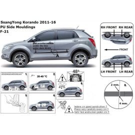 Boční lišty dveří Ssangyong Korando od 2011-