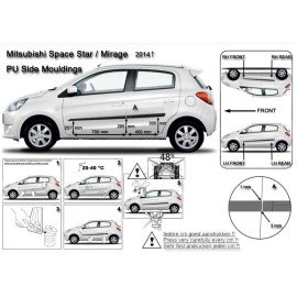 Boční lišty dveří Mitsubishi Space Star / Mirage od 2014-
