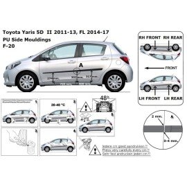 Boční lišty dveří Toyota Yaris 5D od 2011 - 2013