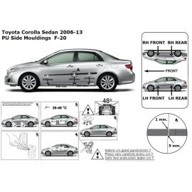 Boční lišty dveří Toyota Corolla od 2006 - 2013 sedan