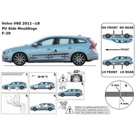 Boční lišty dveří Volvo V60 od 2011 - 2018