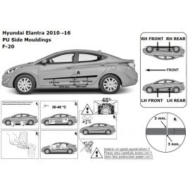 Boční lišty dveří Hyundai Elantra od 2010 - 2016