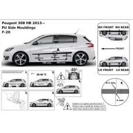 Boční lišty dveří Peugeot 308 od 2013-