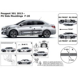 Boční lišty dveří Peugeot 301 od 2013- sedan