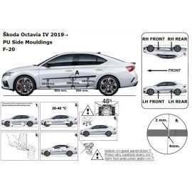 Boční lišty dveří pasující na Škoda Octavia IV od 2019- hatchback