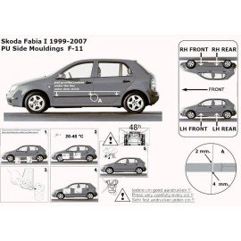 Boční lišty dveří pasující na Škoda Fabia I od 1999 - 2007