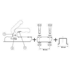 Přívěsný kloub - hranatá oj 50x50 mm E homologace