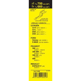 Stěrače FLAT SET (CUBE) 750+660mm Citroën C4 II [B71] r.v. 09/10-