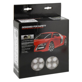 Světla denního svícení 4 HIGH POWER LED 12V/24V (kulatá 70 mm) Homologace 