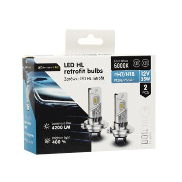 Carmotion LED žárovky H7 / H18 35W 4200 lm CANBUS VISION – bílé světlo 6000K, 2 ks