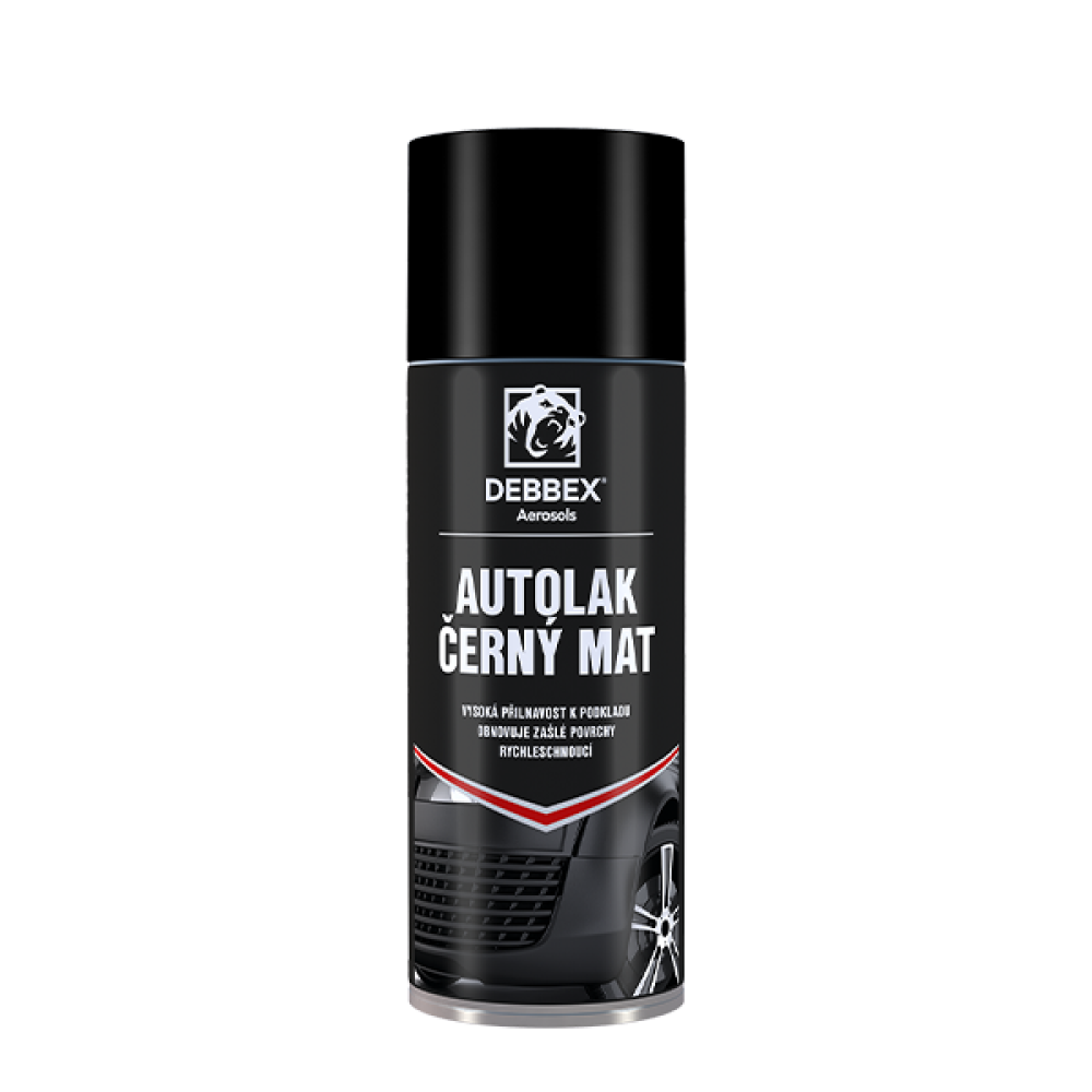 Debbex autolak černý mat sprej – rychleschnoucí lak 400ml