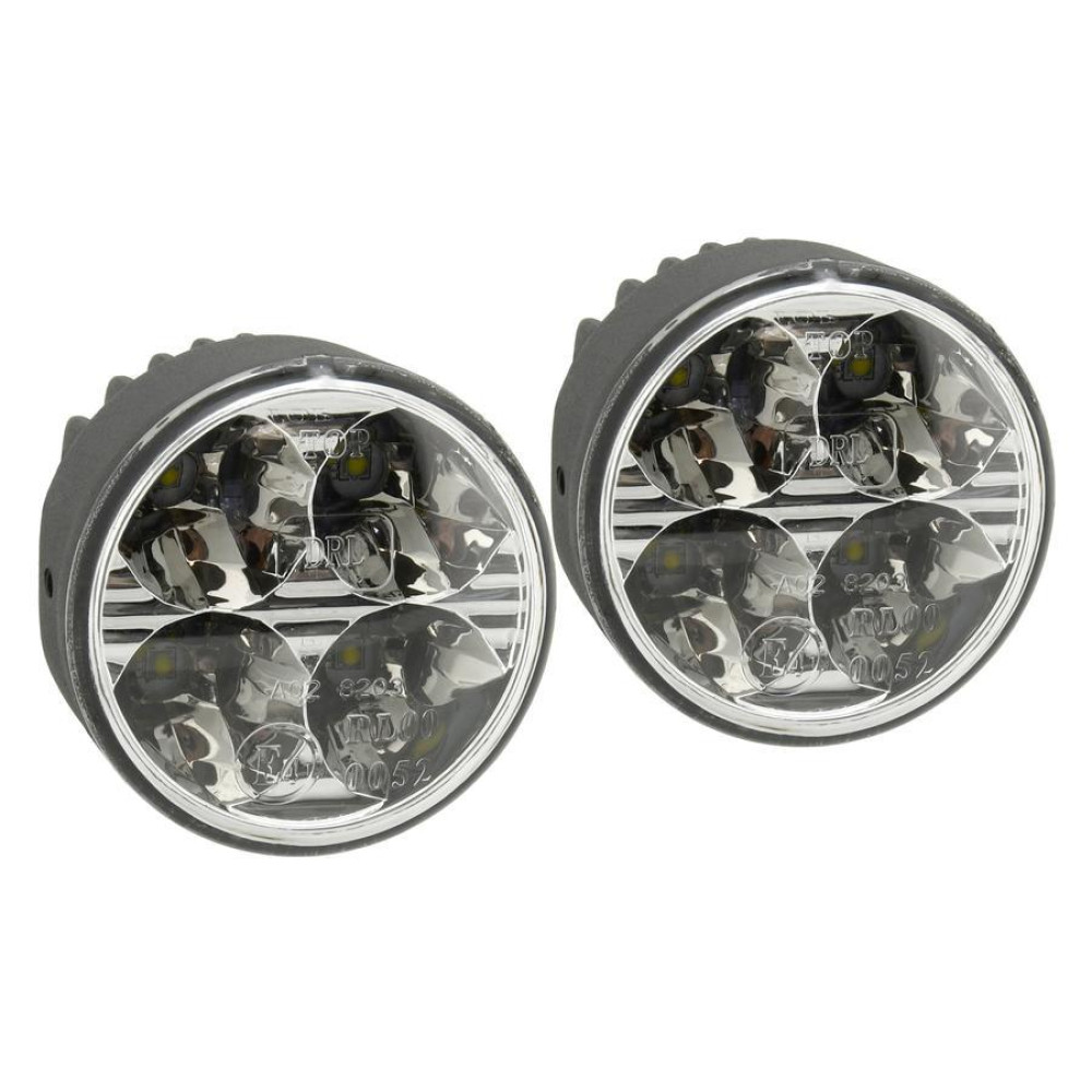 Světla denního svícení 4 HIGH POWER LED 12V/24V (kulatá 70 mm) Homologace 