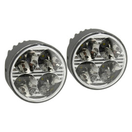 Světla denního svícení 4 HIGH POWER LED 12V/24V (kulatá 70 mm) Homologace 