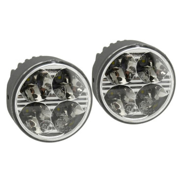 Světla denního svícení 4 HIGH POWER LED 12V/24V (kulatá 70 mm) Homologace 